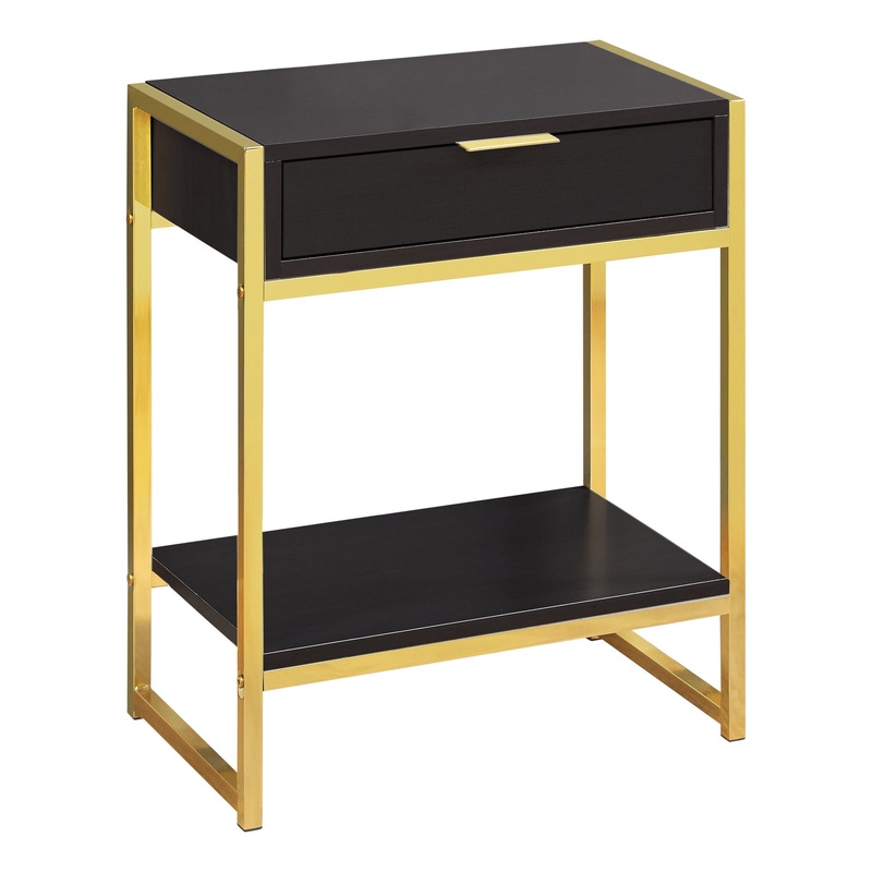 Cappuccino Finish and Gold Metal Accent Table By Homeroots - 333232