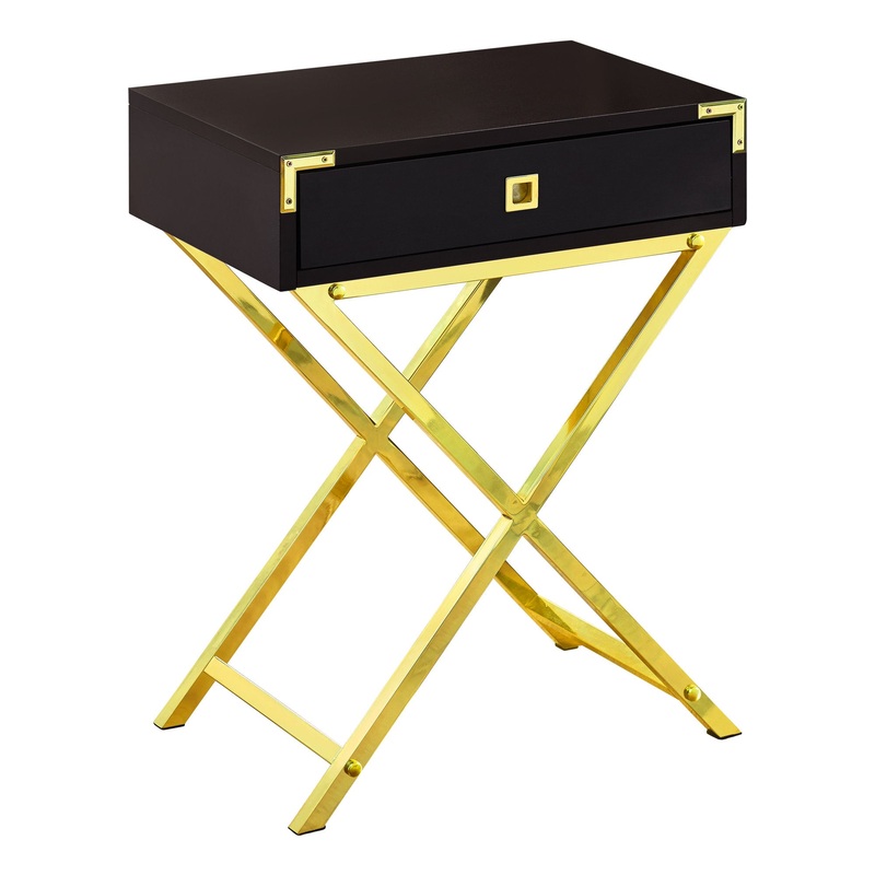 Cappuccino Finish and Gold Metal Accent Table By Homeroots - 333263