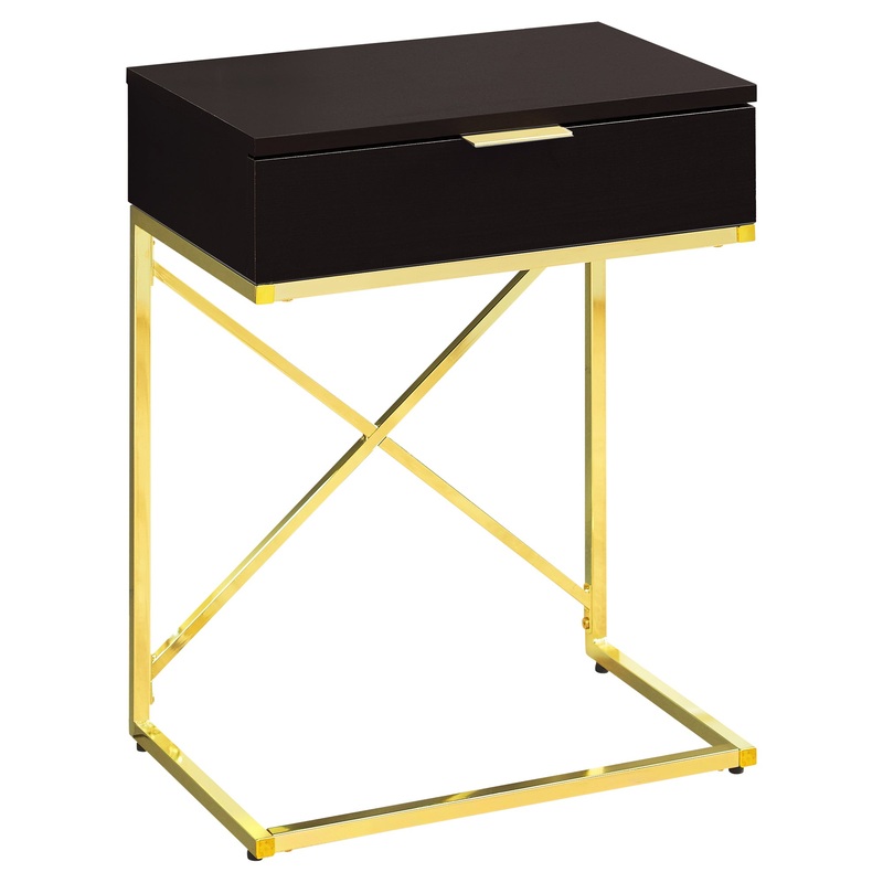 Cappuccino Finish Gold Metal Accent Table By Homeroots