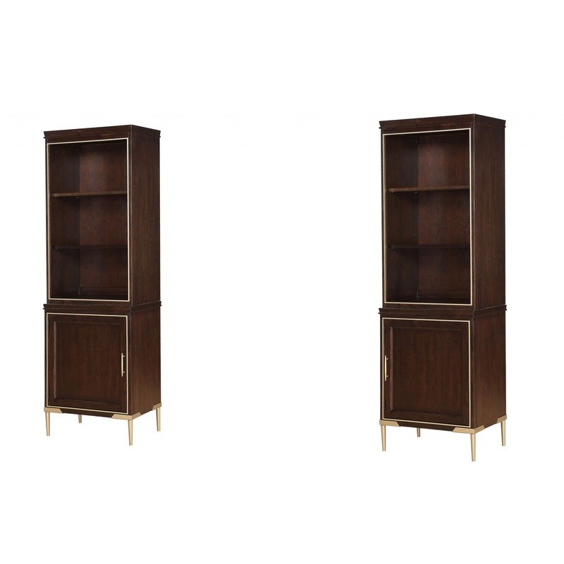 Cherry Metal Wood Entertainment Center (Set of 2) By Homeroots