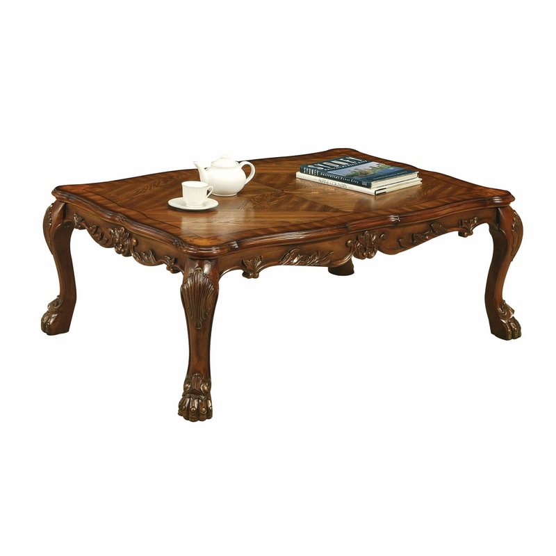 Cherry Oak Wood Poly Resin Coffee Table By Homeroots