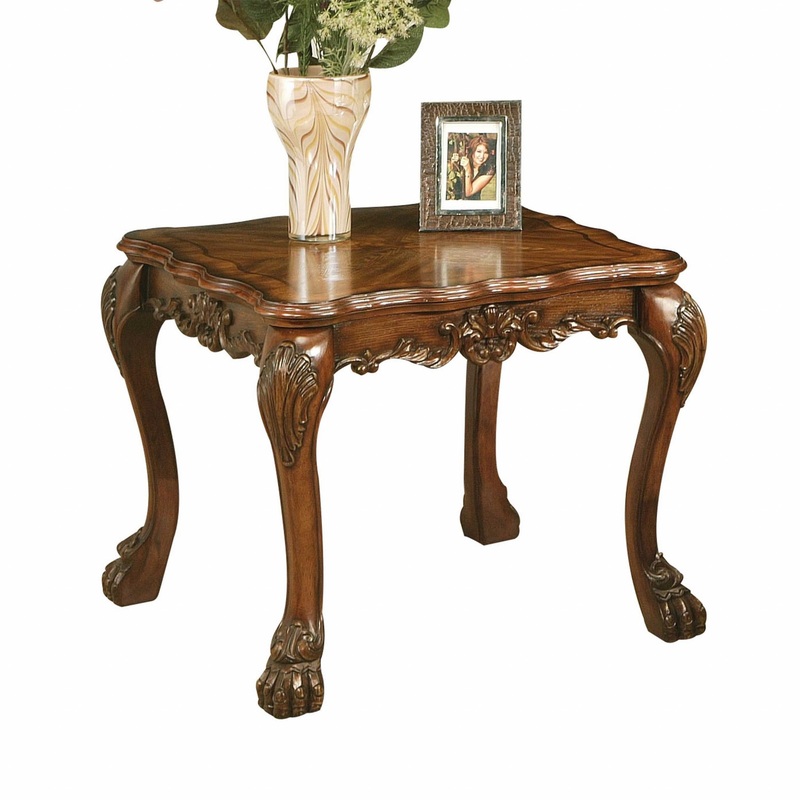 Cherry Oak Wood Poly Resin End Table By Homeroots