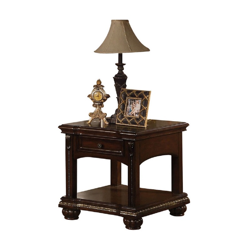 Cherry Wood Veneer End Table By Homeroots