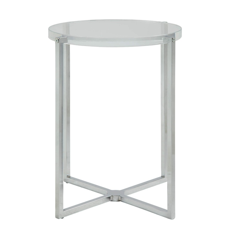 Clear Acrylic Chrome Metal Side Table By Homeroots