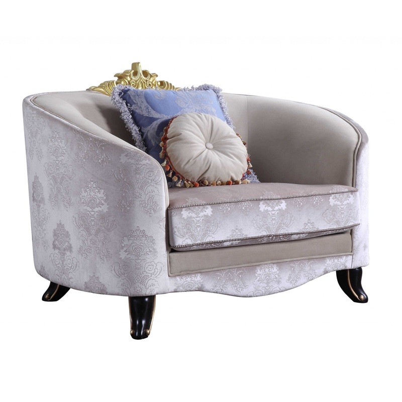 Cream Fabric Upholstery Chair With Pillows By Homeroots