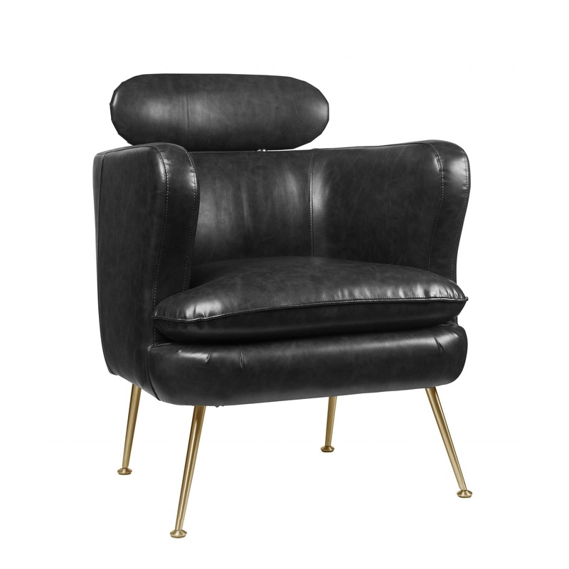 Dark Gray PU Upholstery Metal Leg Accent Chair By Homeroots