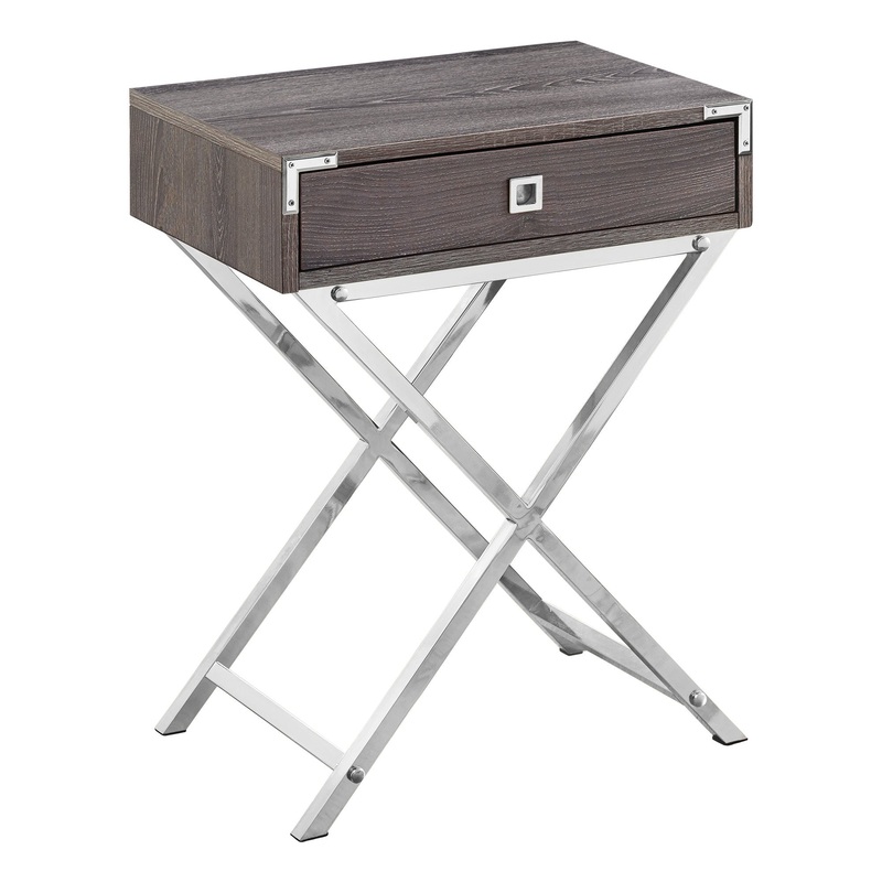 Dark Taupe Finish and Chrome Metal Accent Table By Homeroots - 333262