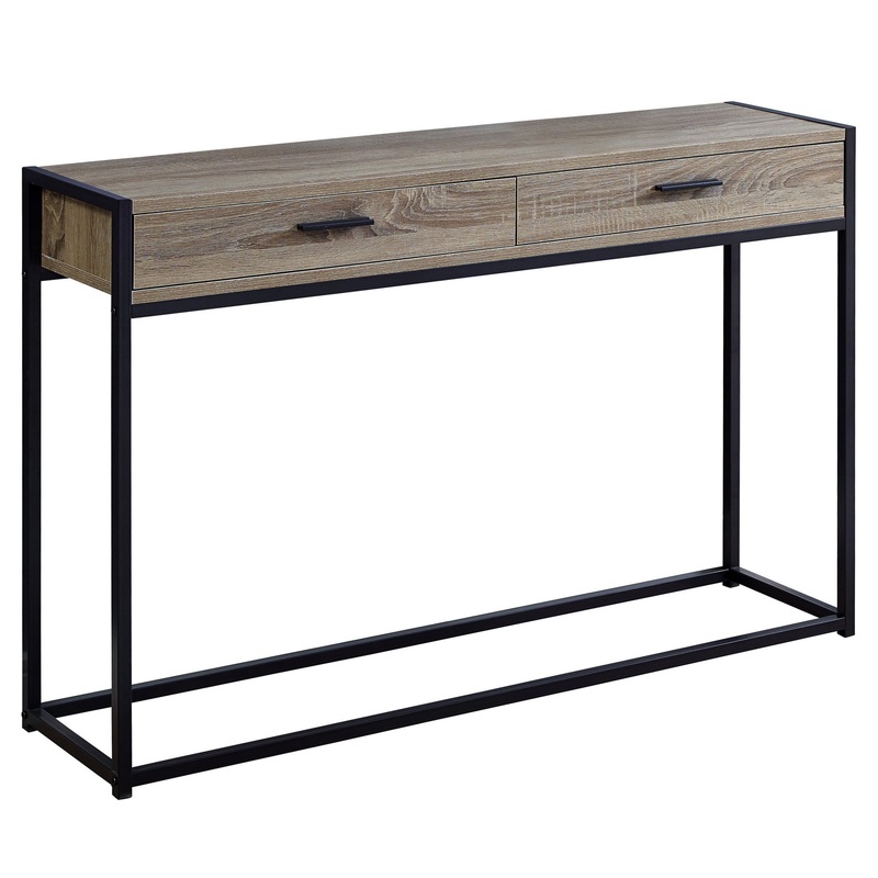 Dark Taupe Laminated Finish and Black Metal Accent Table By Homeroots