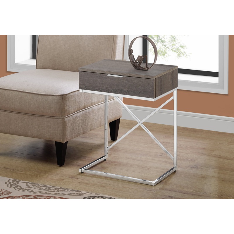Dark Taupe Particle Board Metal Accent Table By Homeroots - 333224