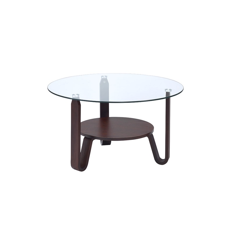 Dark Walnut Clear Glass Wood Coffee Table By Homeroots
