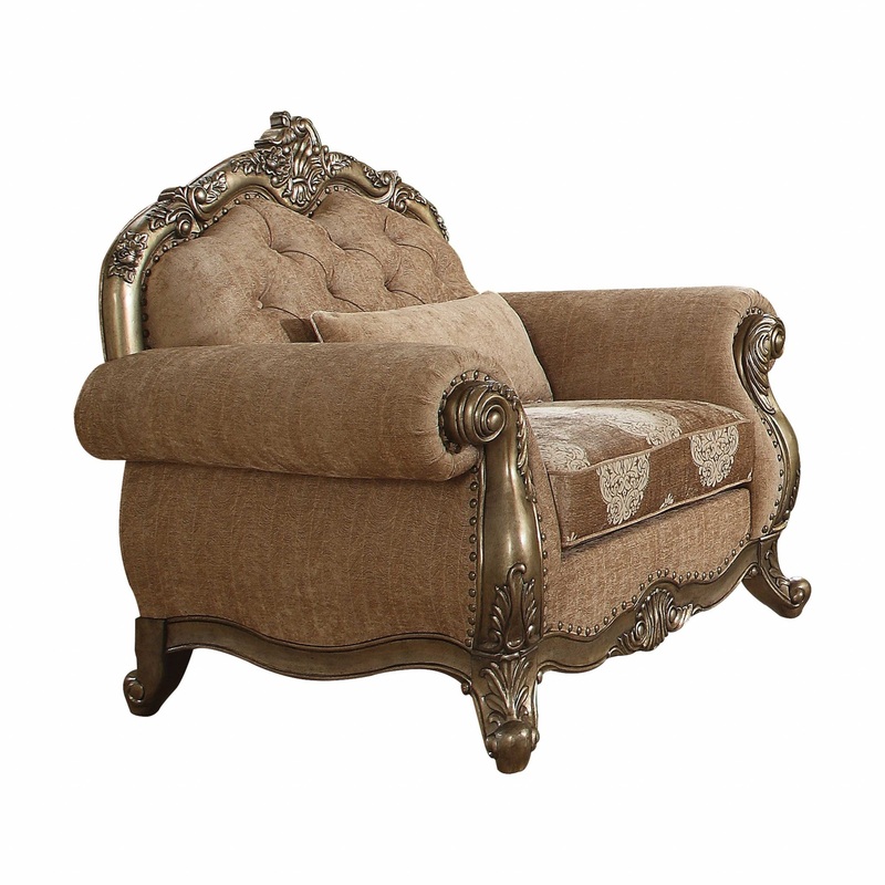 Fabric Vintage Oak Upholstery Poly Resin Chair w Pillow By Homeroots