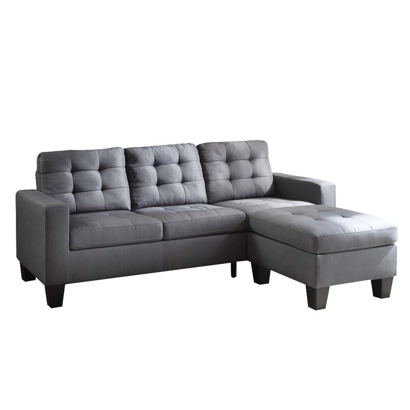 Gray Linen Upholstery Sectional Sofa By Homeroots