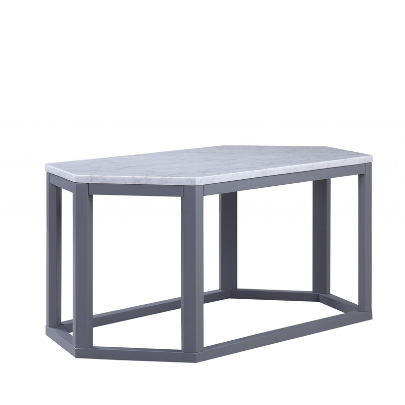 Gray Marble Wood Coffee Table By Homeroots