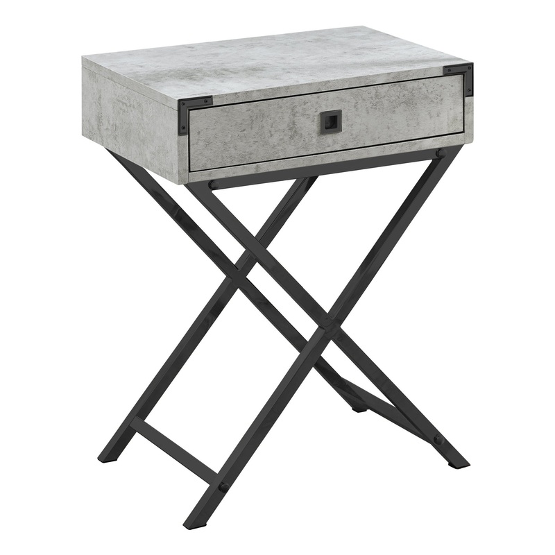 Grey Cement Finish and Black Nickel Metal Accent Table By Homeroots