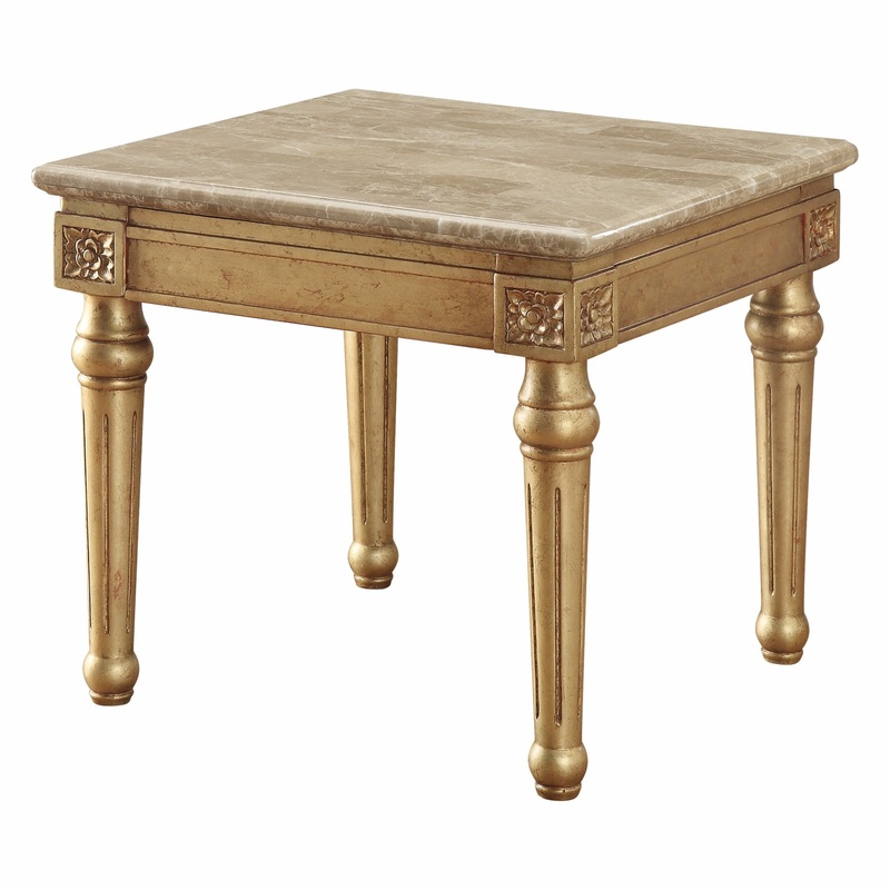 Marble Antique Gold Wood End Table By Homeroots