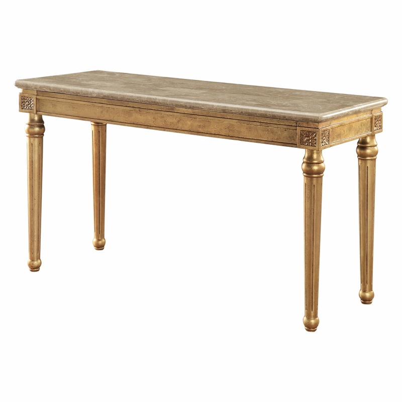Marble Antique Gold Wood Sofa Table By Homeroots