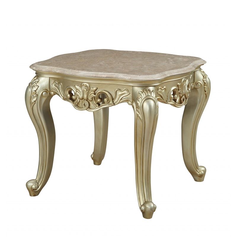 Marble Antique White Wood PolyResin End Table By Homeroots