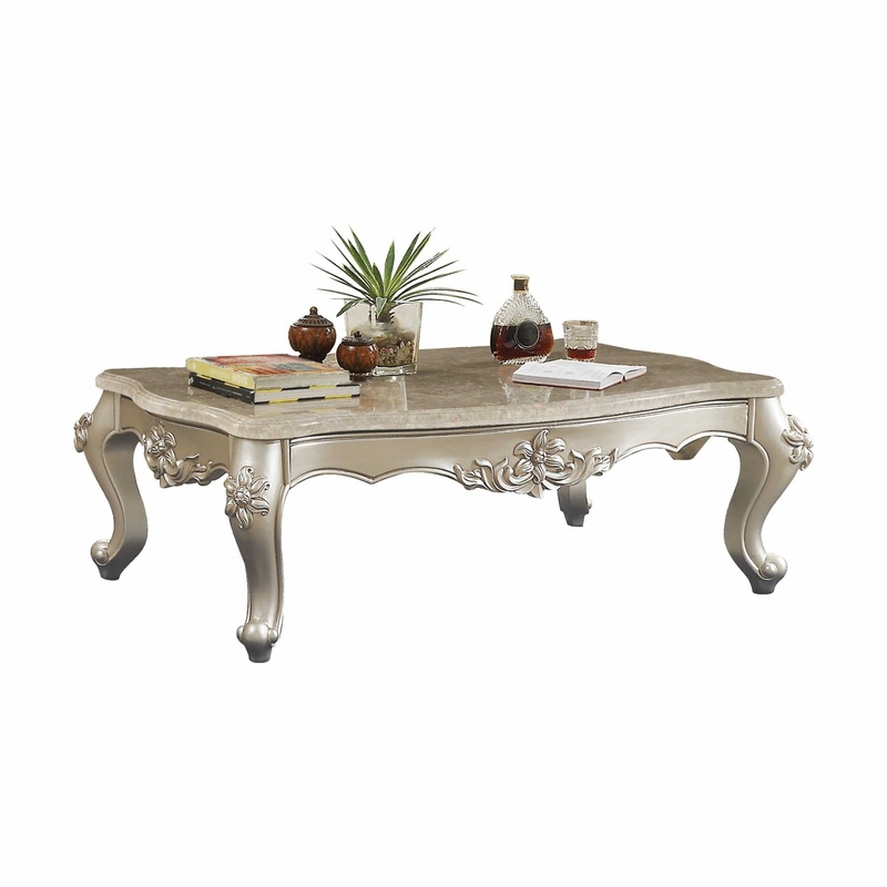 Marble Champagne Wood Coffee Table By Homeroots
