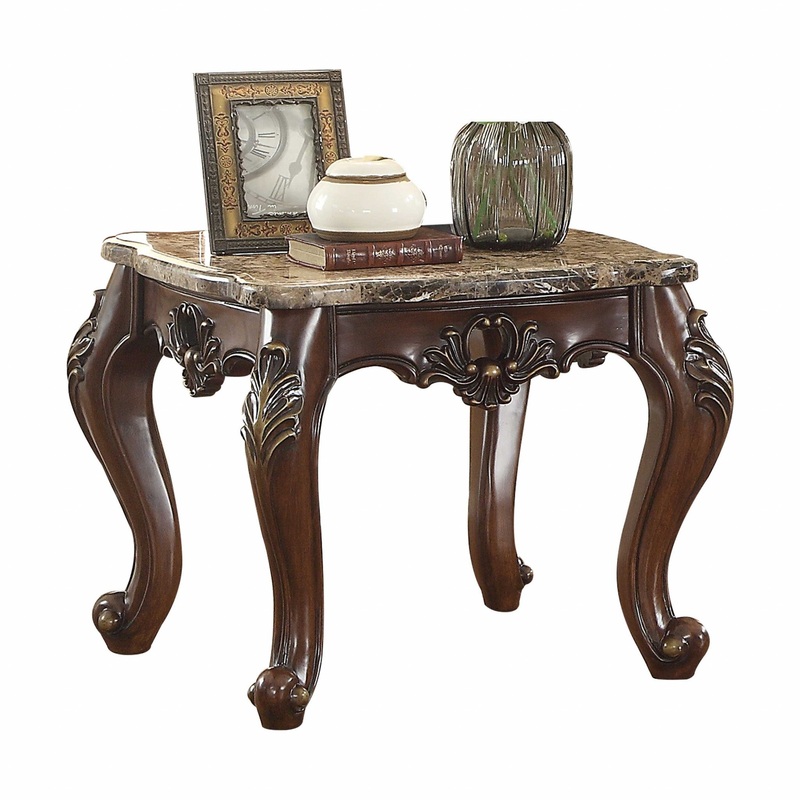 Marble Dark Walnut Wood End Table By Homeroots
