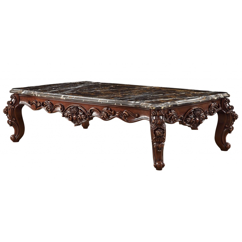 Marble Walnut Wood Coffee Table By Homeroots - 347442