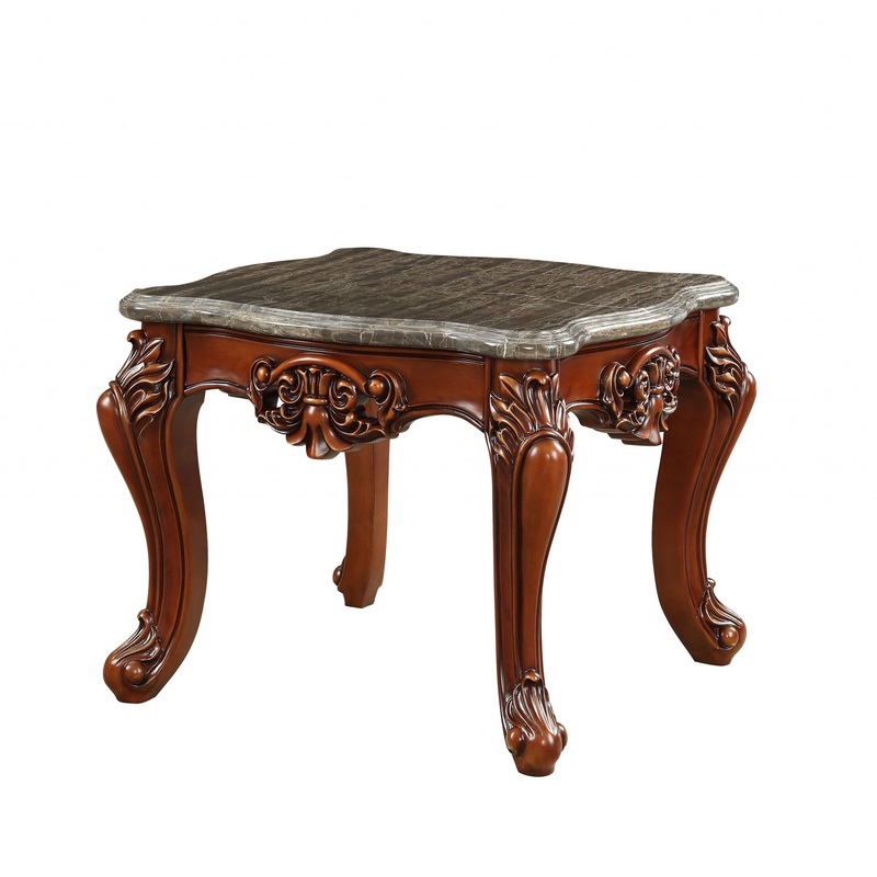 Marble Walnut Wood End Table By Homeroots - 347441