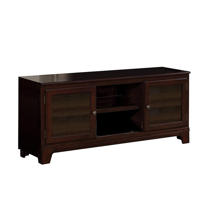 Merlot Wood Glass TV Stand TV Stand By Homeroots