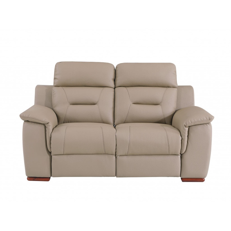 Modern Beige Leather Loveseat By Homeroots
