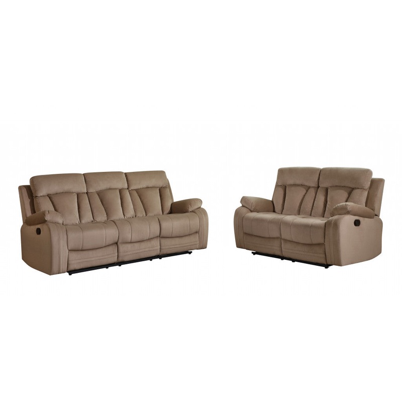 Modern Beige Leather Sofa And Loveseat By Homeroots - 343893