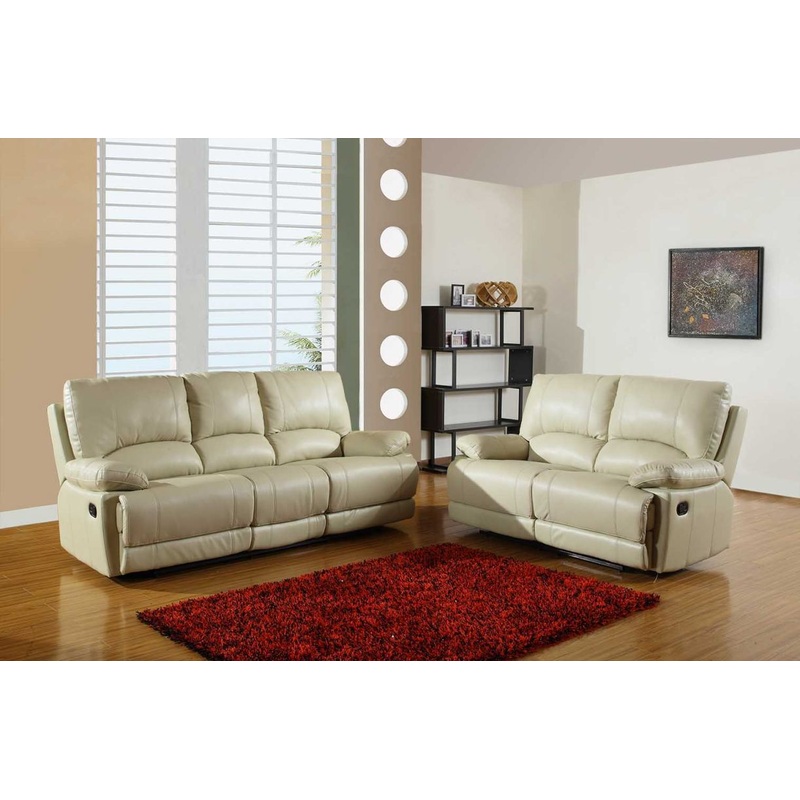 Modern Beige Leather Sofa And Loveseat By Homeroots - 343900