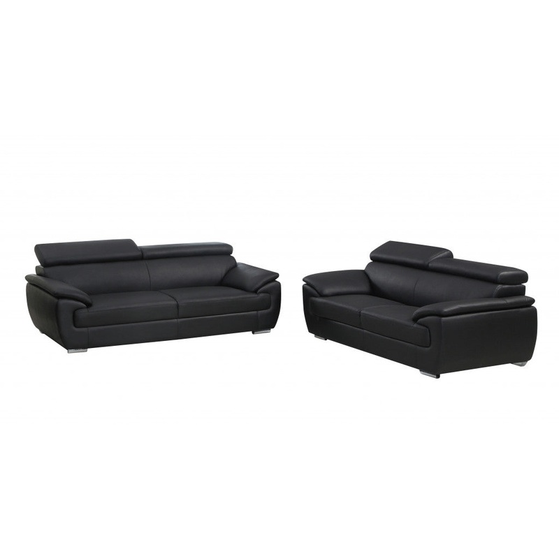 Modern Black Leather Sofa And Loveseat By Homeroots - 343848