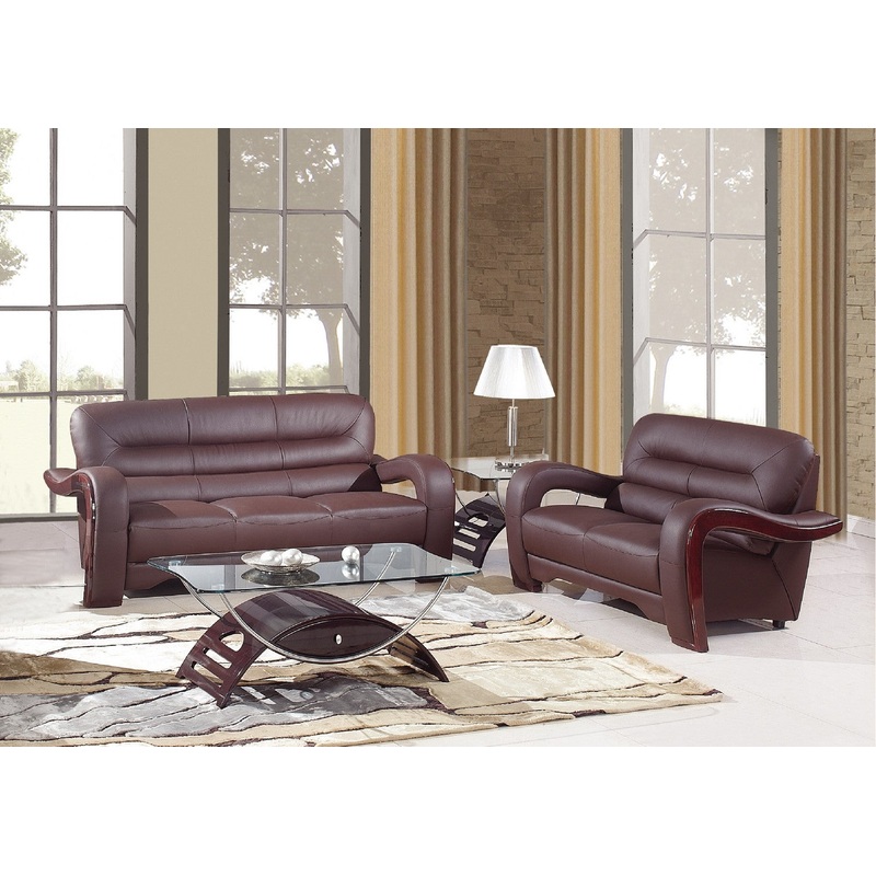 Modern Brown Leather Sofa And Loveseat By Homeroots - 343873