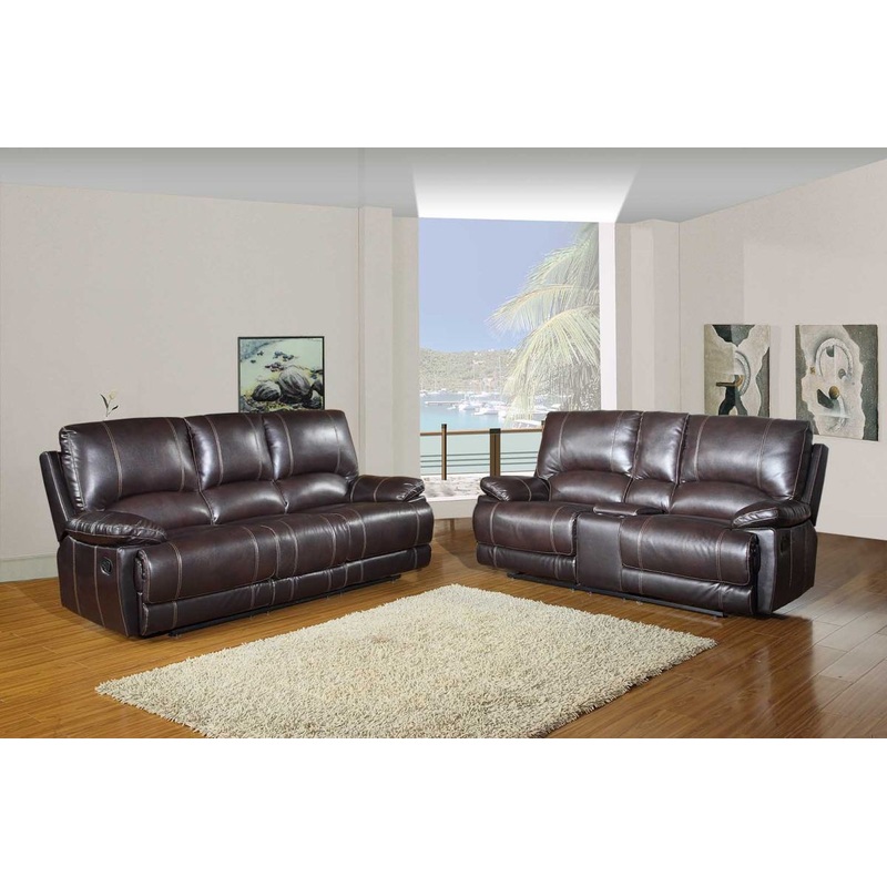 Modern Brown Sofa With Console Loveseat By Homeroots