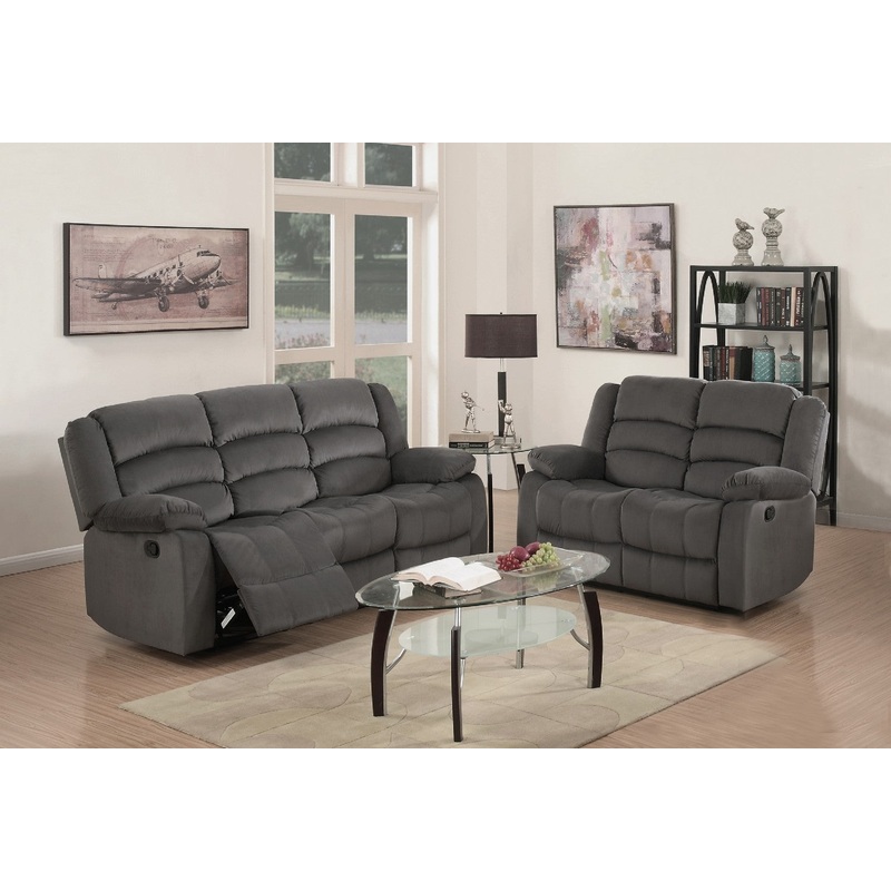 Modern Gray Leather Sofa And Loveseat By Homeroots - 343891