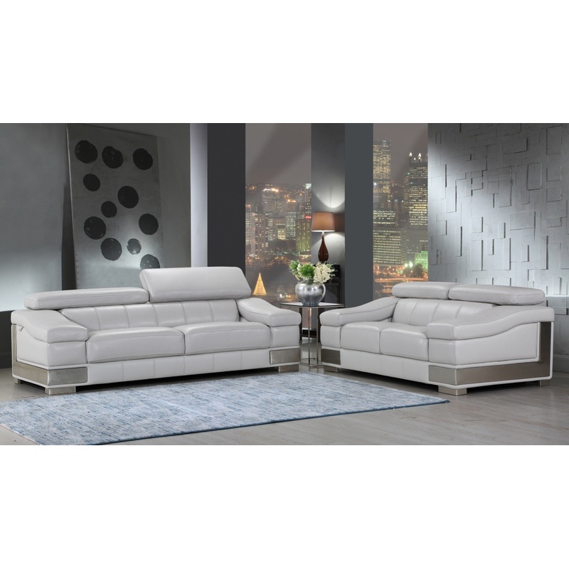 Modern Light Gray Leather Sofa And Loveseat By Homeroots