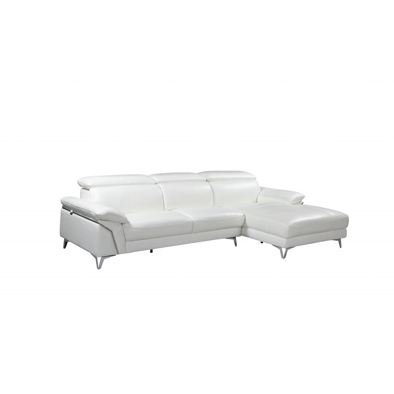 Modern White Leather Sectional By Homeroots
