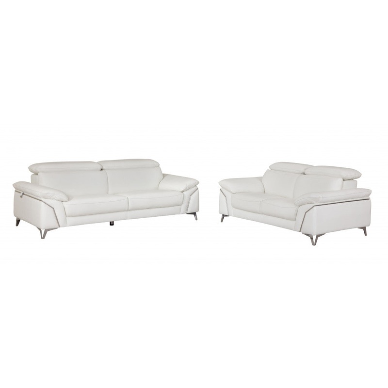 Modern White Leather Sofa And Loveseat By Homeroots - 343868