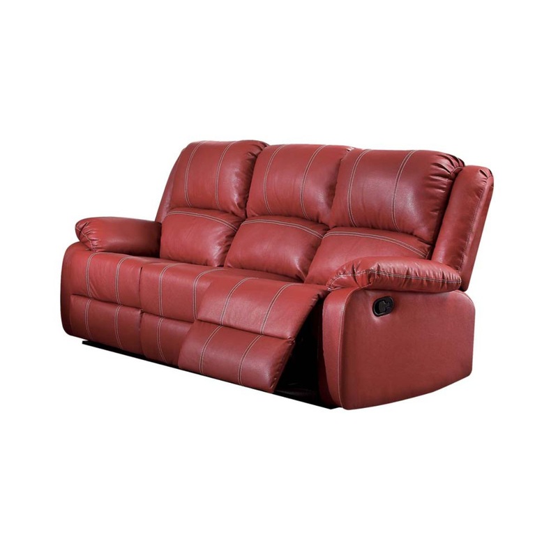 Red PU Upholstery Metal Reclining Mechanism Sofa (Motion) By Homeroots