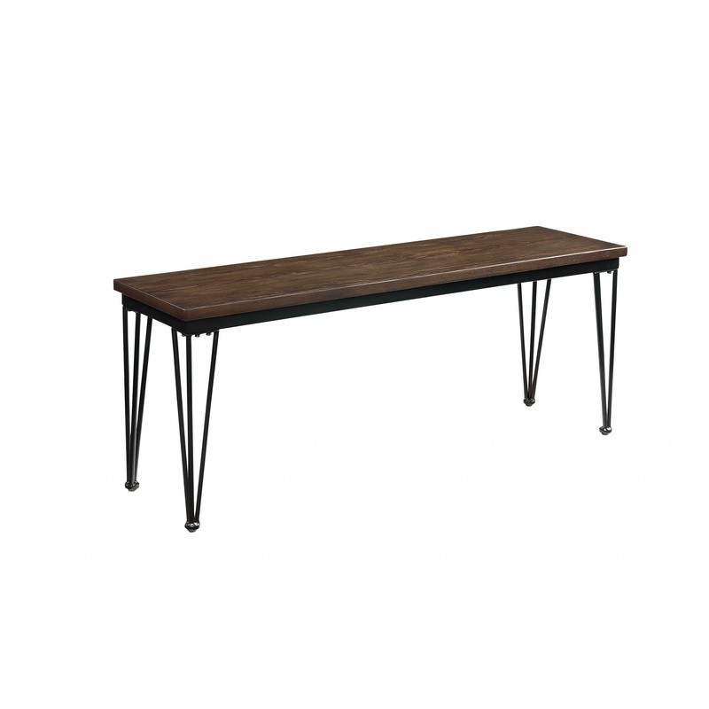 Walnut Black Metal Wood Bench By Homeroots