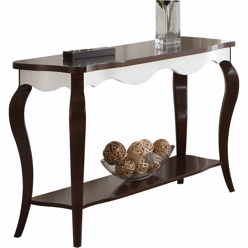 Walnut White Wood Sofa Table By Homeroots