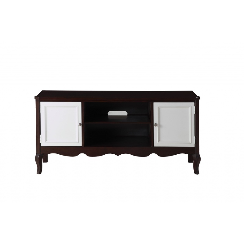 Walnut White Wood TV Stand By Homeroots