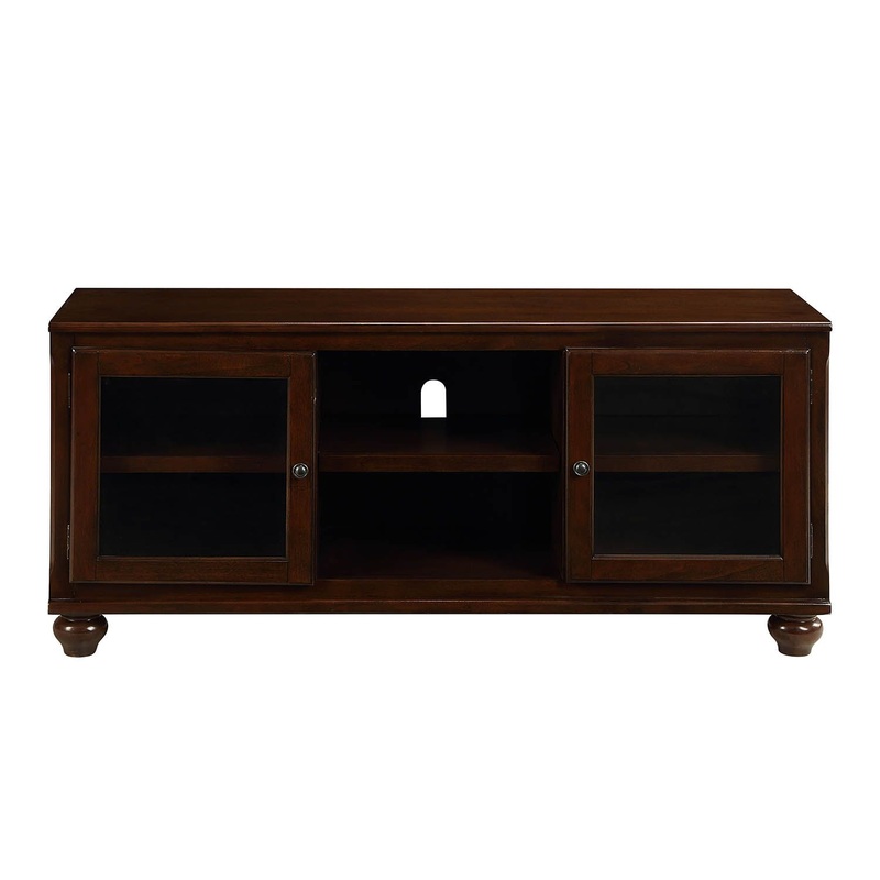 Walnut Wood Glass (TV Stand) TV Stand By Homeroots