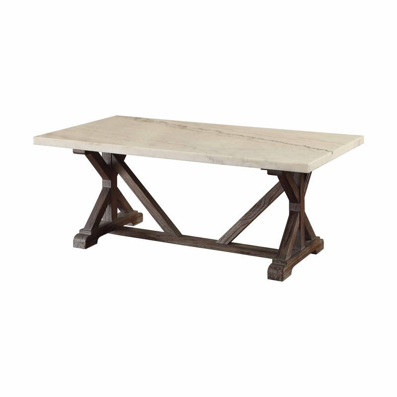 White Marble Weathered Espresso Wood Coffee Table By Homeroots