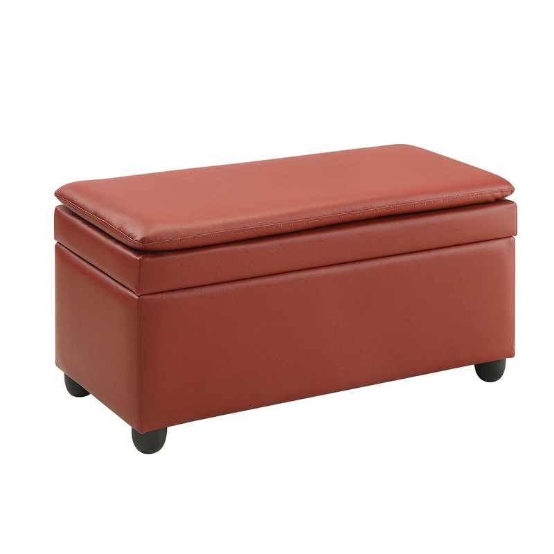 Wine PU Upholstery Bench wStorage By Homeroots