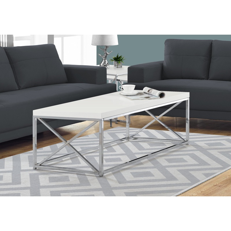 17" Particle Board and Chrome Metal Coffee Table By Homeroots