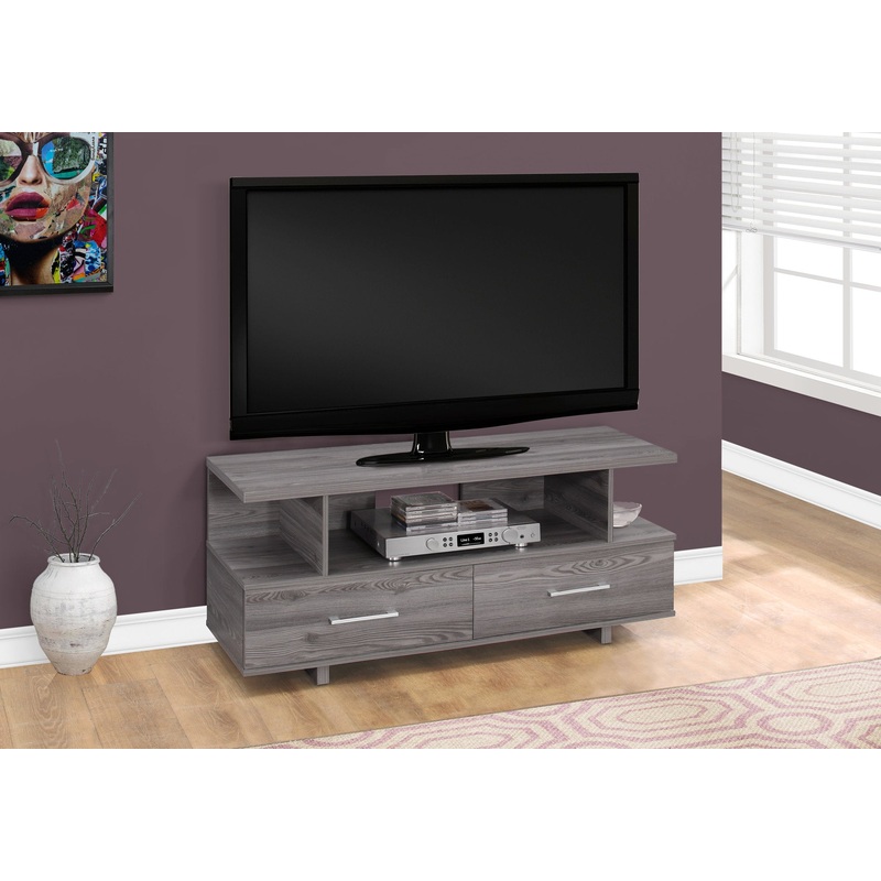 20" Grey Particle Board and Laminate TV Stand with 2 Storage Drawers By Homeroots