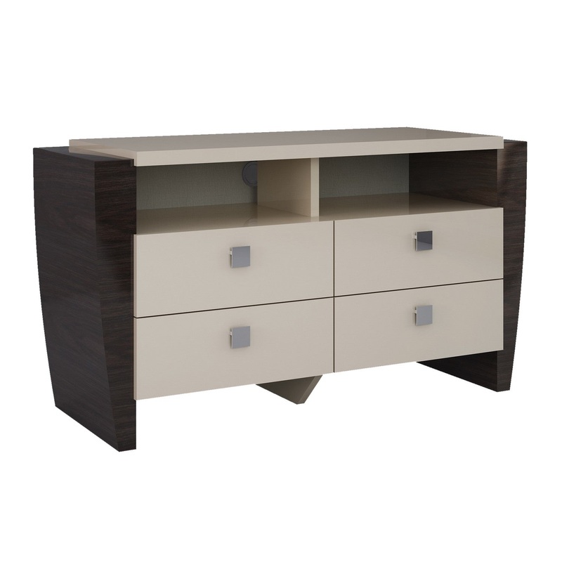 28" Refined Beige High Gloss TV Entertainment Unit By Homeroots