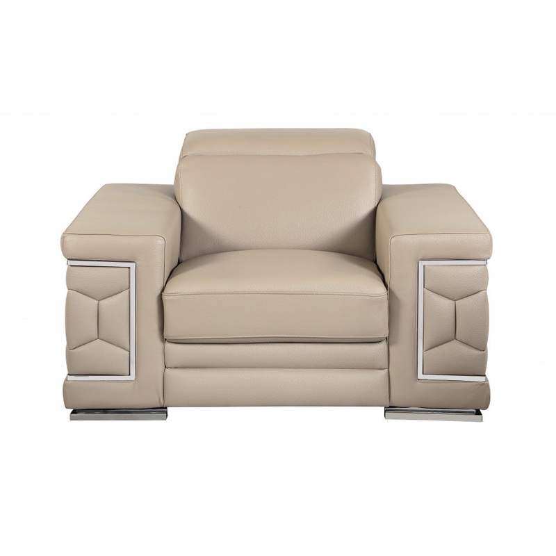 29to 38" Modern Beige Leather Chair By Homeroots