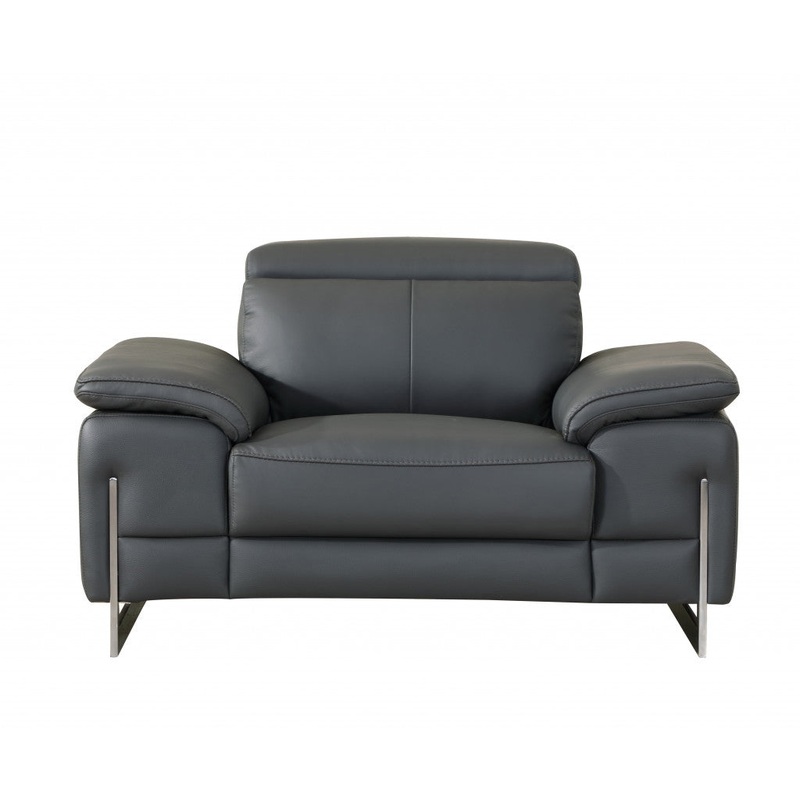31" Dark Grey Tasteful Leather Chair By Homeroots
