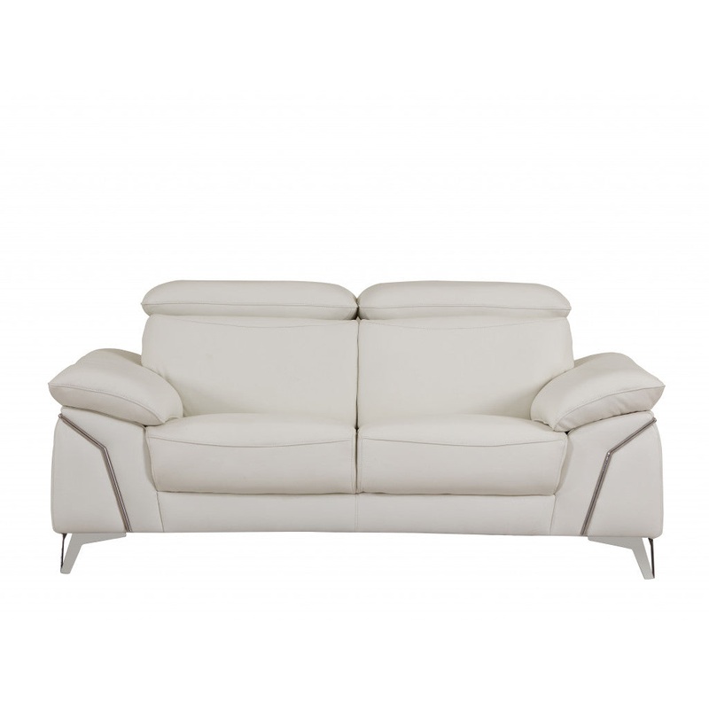 31" Fashionable White Leather Loveseat By Homeroots