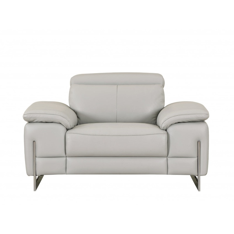 31" Light Grey Tasteful Leather Chair By Homeroots